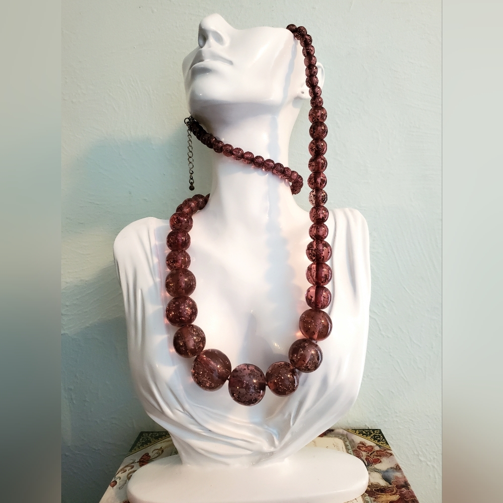 28" Chunky Transparent Purple Beaded Necklace
